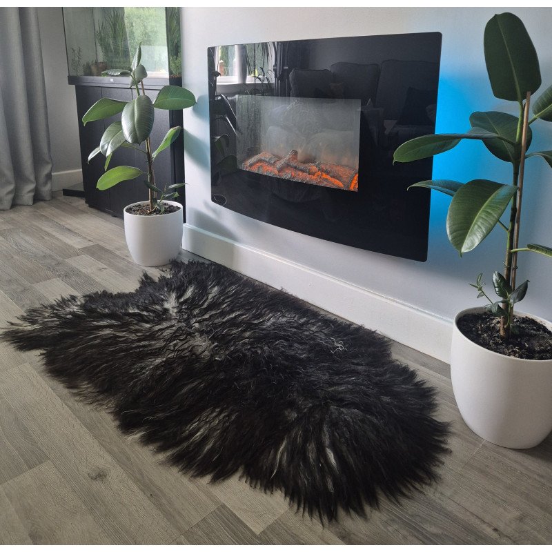 Curly Black/White-125cm long